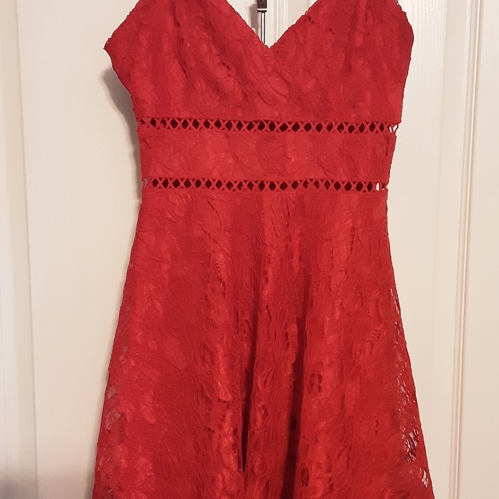Elegant Red Lace Dress